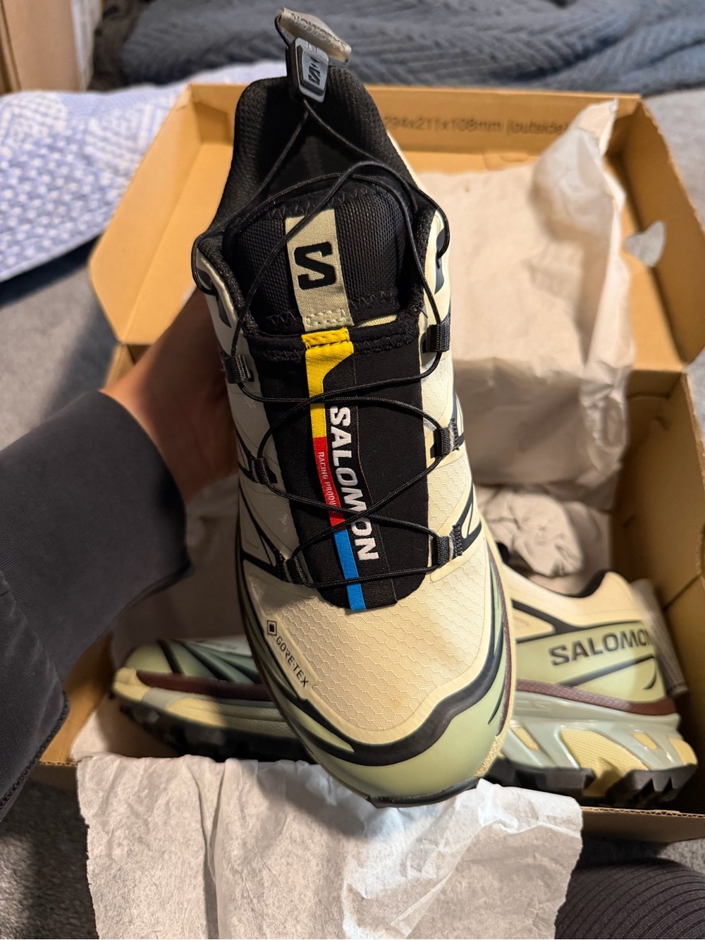 Salomon XT-6 GORE-TEX Trail Sneaker — Cream with Black Accents - Picture 9 of 11